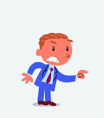 cartoon character of businessman pointing something aggressively