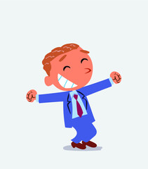 Euphoric businessman cartoon character