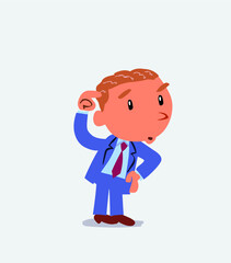 funny cartoon character of businessman doubting