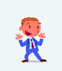 Pleasantly surprised cartoon character of businessman