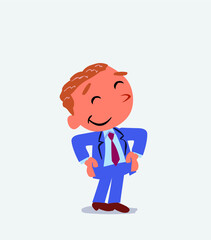 Satisfied cartoon character of businessman