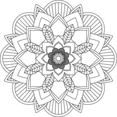 Easy Mandala coloring book simple and basic for beginners, seniors and children. Set of Mehndi flower pattern for Henna drawing and tattoo. Decoration in ethnic oriental, Indian style.