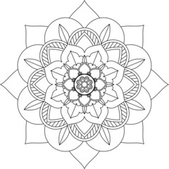 Easy Mandala coloring book simple and basic for beginners, seniors and children. Set of Mehndi flower pattern for Henna drawing and tattoo. Decoration in ethnic oriental, Indian style.