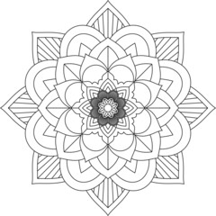 Easy Mandala coloring book simple and basic for beginners, seniors and children. Set of Mehndi flower pattern for Henna drawing and tattoo. Decoration in ethnic oriental, Indian style.
