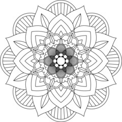 Easy Mandala coloring book simple and basic for beginners, seniors and children. Set of Mehndi flower pattern for Henna drawing and tattoo. Decoration in ethnic oriental, Indian style.