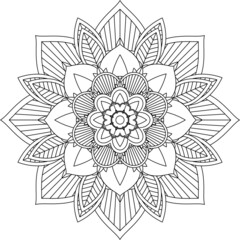 Easy Mandala coloring book simple and basic for beginners, seniors and children. Set of Mehndi flower pattern for Henna drawing and tattoo. Decoration in ethnic oriental, Indian style.