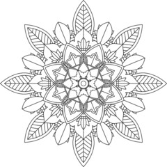 Easy Mandala coloring book simple and basic for beginners, seniors and children. Set of Mehndi flower pattern for Henna drawing and tattoo. Decoration in ethnic oriental, Indian style.