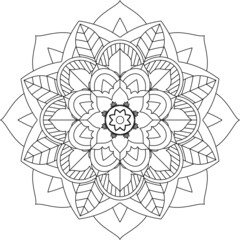 Easy Mandala coloring book simple and basic for beginners, seniors and children. Set of Mehndi flower pattern for Henna drawing and tattoo. Decoration in ethnic oriental, Indian style.