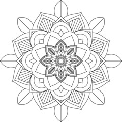 Easy Mandala coloring book simple and basic for beginners, seniors and children. Set of Mehndi flower pattern for Henna drawing and tattoo. Decoration in ethnic oriental, Indian style.