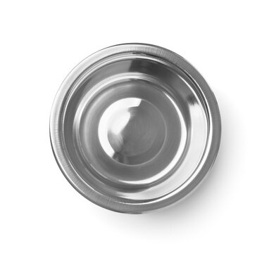 Empty stainless steel bowl