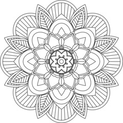 Easy Mandala coloring book simple and basic for beginners, seniors and children. Set of Mehndi flower pattern for Henna drawing and tattoo. Decoration in ethnic oriental, Indian style.