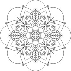 Easy Mandala coloring book simple and basic for beginners, seniors and children. Set of Mehndi flower pattern for Henna drawing and tattoo. Decoration in ethnic oriental, Indian style.