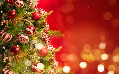 2020 Merry Christmas and New Year holidays background. Blurred bokeh background