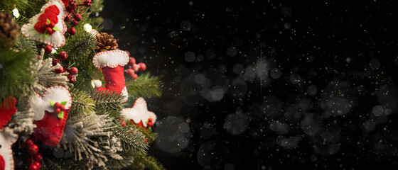 2020 Merry Christmas and New Year holidays background. Blurred bokeh background