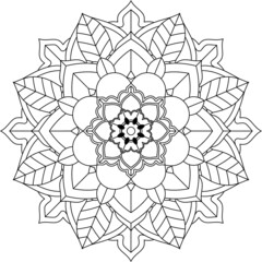 Easy Mandala coloring book simple and basic for beginners, seniors and children. Set of Mehndi flower pattern for Henna drawing and tattoo. Decoration in ethnic oriental, Indian style.