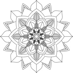 Easy Mandala coloring book simple and basic for beginners, seniors and children. Set of Mehndi flower pattern for Henna drawing and tattoo. Decoration in ethnic oriental, Indian style.