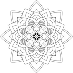 Easy Mandala coloring book simple and basic for beginners, seniors and children. Set of Mehndi flower pattern for Henna drawing and tattoo. Decoration in ethnic oriental, Indian style.