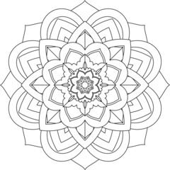 Easy Mandala coloring book simple and basic for beginners, seniors and children. Set of Mehndi flower pattern for Henna drawing and tattoo. Decoration in ethnic oriental, Indian style.