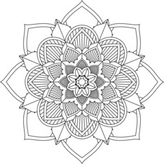 Easy Mandala coloring book simple and basic for beginners, seniors and children. Set of Mehndi flower pattern for Henna drawing and tattoo. Decoration in ethnic oriental, Indian style.