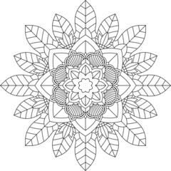 Easy Mandala coloring book simple and basic for beginners, seniors and children. Set of Mehndi flower pattern for Henna drawing and tattoo. Decoration in ethnic oriental, Indian style.
