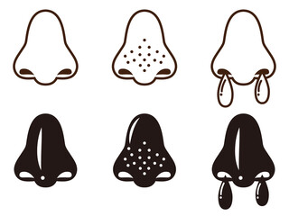 鼻のモノクロアイコンセット_ベクター