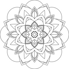 Easy Mandala coloring book simple and basic for beginners, seniors and children. Set of Mehndi flower pattern for Henna drawing and tattoo. Decoration in ethnic oriental, Indian style.