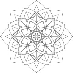 Fototapeta premium Easy Mandala coloring book simple and basic for beginners, seniors and children. Set of Mehndi flower pattern for Henna drawing and tattoo. Decoration in ethnic oriental, Indian style.