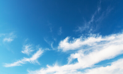 Naklejka na ściany i meble Beautiful blue sky and white clouds. Nature background.