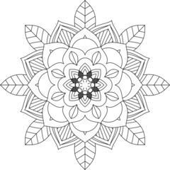 Easy Mandala coloring book simple and basic for beginners, seniors and children. Set of Mehndi flower pattern for Henna drawing and tattoo. Decoration in ethnic oriental, Indian style.