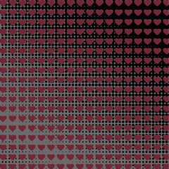 Burgundy and gray heart pattern on a background with cute rows of hearts and half tone print in 12x12 for design elements and backgrounds.