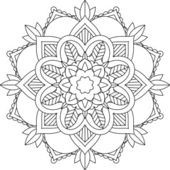 Easy Mandala coloring book simple and basic for beginners, seniors and children. Set of Mehndi flower pattern for Henna drawing and tattoo. Decoration in ethnic oriental, Indian style.