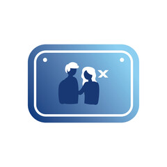 Fototapeta premium social distance between woman and man in road sign gradient style icon vector design