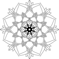 Easy Mandala coloring book simple and basic for beginners, seniors and children. Set of Mehndi flower pattern for Henna drawing and tattoo. Decoration in ethnic oriental, Indian style.