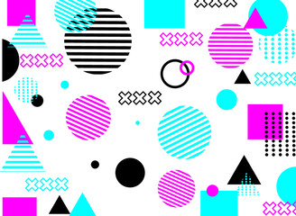 memphis geometric pattern with blue and magenta colour