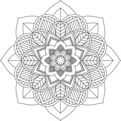 Easy Mandala coloring book simple and basic for beginners, seniors and children. Set of Mehndi flower pattern for Henna drawing and tattoo. Decoration in ethnic oriental, Indian style.