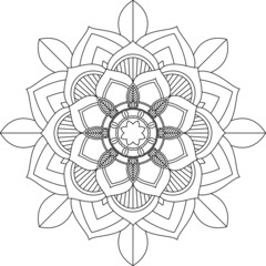 Easy Mandala coloring book simple and basic for beginners, seniors and children. Set of Mehndi flower pattern for Henna drawing and tattoo. Decoration in ethnic oriental, Indian style.