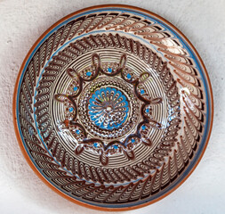 Romanian traditional ceramic plate, Horezu, Romania