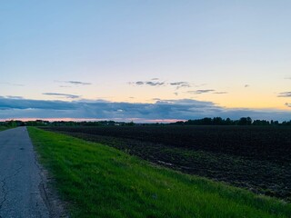 sunset over the field