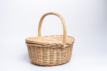 Fototapeta na wymiar Basket wicker on isolated white background.
