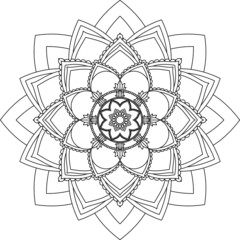 Easy Mandala coloring book simple and basic for beginners, seniors and children. Set of Mehndi flower pattern for Henna drawing and tattoo. Decoration in ethnic oriental, Indian style.