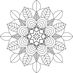 Easy Mandala coloring book simple and basic for beginners, seniors and children. Set of Mehndi flower pattern for Henna drawing and tattoo. Decoration in ethnic oriental, Indian style.