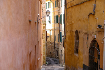 Fototapeta premium Perugia - August 2019: street of city center of Perugia