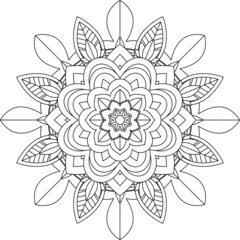 Easy Mandala coloring book simple and basic for beginners, seniors and children. Set of Mehndi flower pattern for Henna drawing and tattoo. Decoration in ethnic oriental, Indian style.