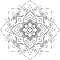 Easy Mandala coloring book simple and basic for beginners, seniors and children. Set of Mehndi flower pattern for Henna drawing and tattoo. Decoration in ethnic oriental, Indian style.