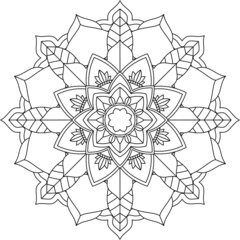 Easy Mandala coloring book simple and basic for beginners, seniors and children. Set of Mehndi flower pattern for Henna drawing and tattoo. Decoration in ethnic oriental, Indian style.