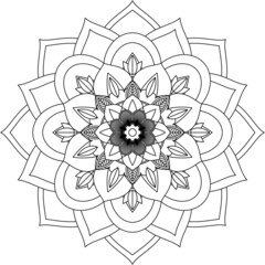 Easy Mandala coloring book simple and basic for beginners, seniors and children. Set of Mehndi flower pattern for Henna drawing and tattoo. Decoration in ethnic oriental, Indian style.