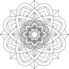 Easy Mandala coloring book simple and basic for beginners, seniors and children. Set of Mehndi flower pattern for Henna drawing and tattoo. Decoration in ethnic oriental, Indian style.
