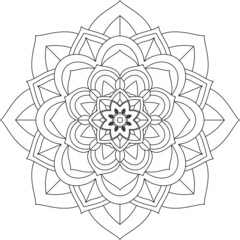 Easy Mandala coloring book simple and basic for beginners, seniors and children. Set of Mehndi flower pattern for Henna drawing and tattoo. Decoration in ethnic oriental, Indian style.