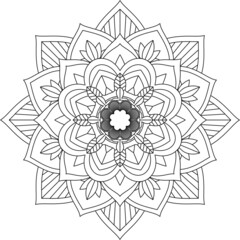 Easy Mandala coloring book simple and basic for beginners, seniors and children. Set of Mehndi flower pattern for Henna drawing and tattoo. Decoration in ethnic oriental, Indian style.
