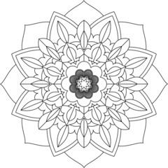 Easy Mandala coloring book simple and basic for beginners, seniors and children. Set of Mehndi flower pattern for Henna drawing and tattoo. Decoration in ethnic oriental, Indian style.